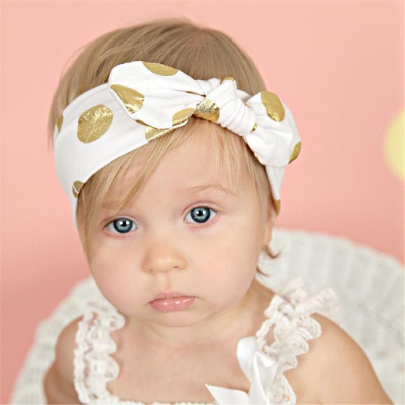 Cute Baby Infant Bronzing Dot Hair Band Girls Bowknot Headband Photography Props Kids Accessories Bandeau Bebe