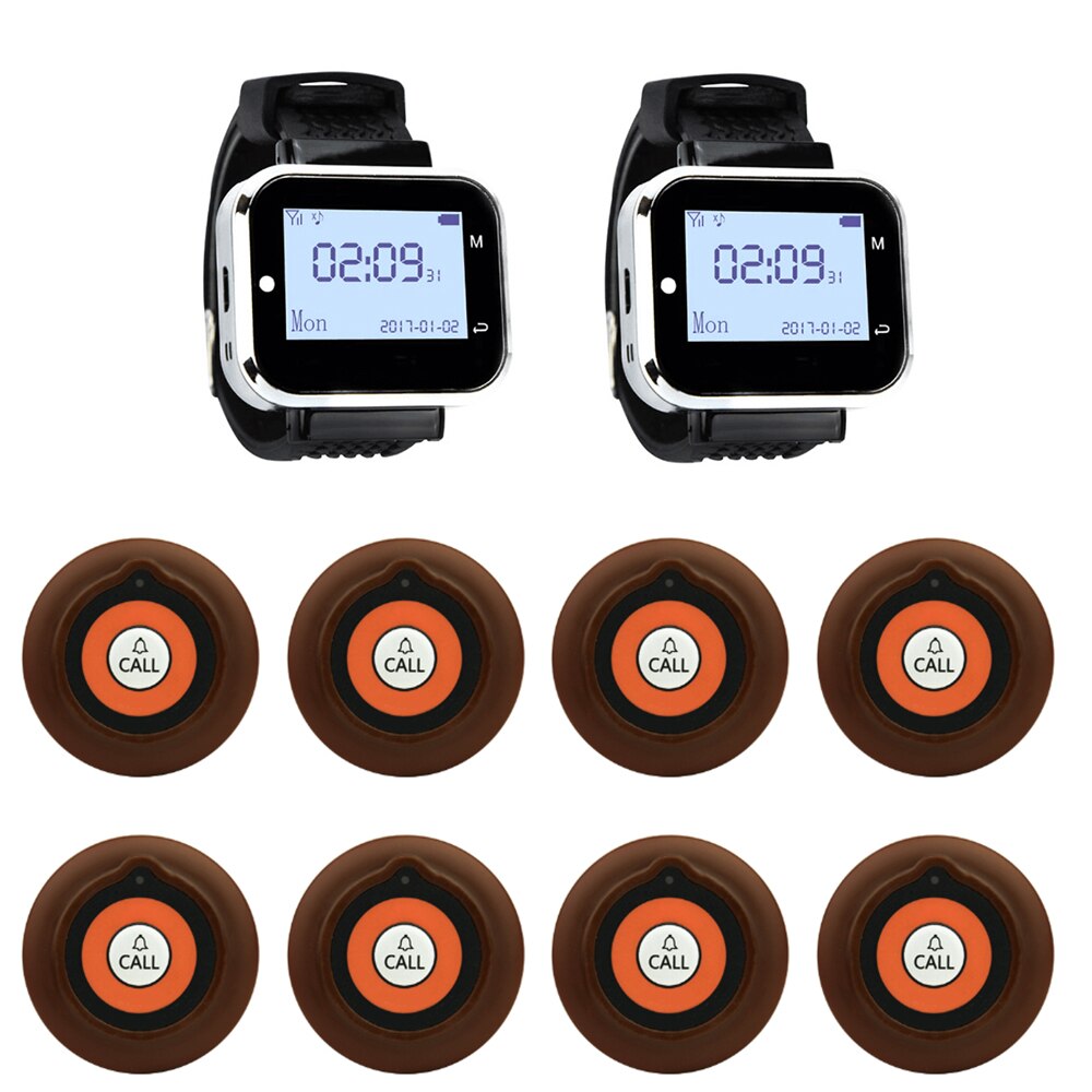 JINGLE BELLS 2 or 3 Watch Receiver 8 Call Button Wireless Waiter Calling System For Restaurant Service Pager System Call Bell