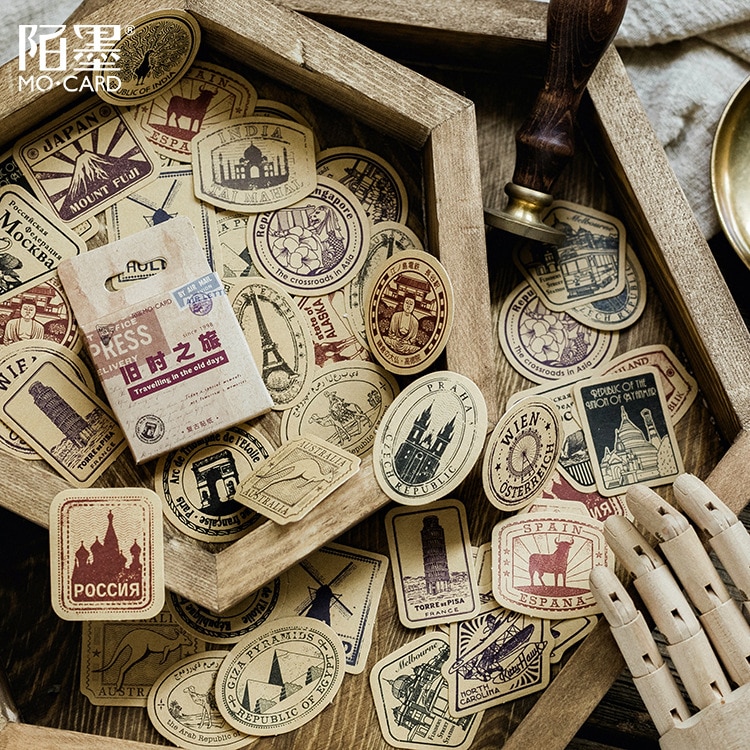 Travelling in the old days Deco Diary Stamp Mini Vintage Paper Stickers Scrapbooking Stationery Retro