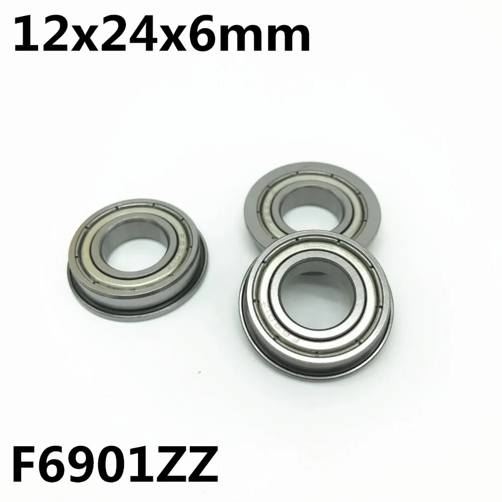 50Pcs F6901ZZ 12x24x6 mm Flange Bearings Deep Groove Ball Bearing High Quality F6901