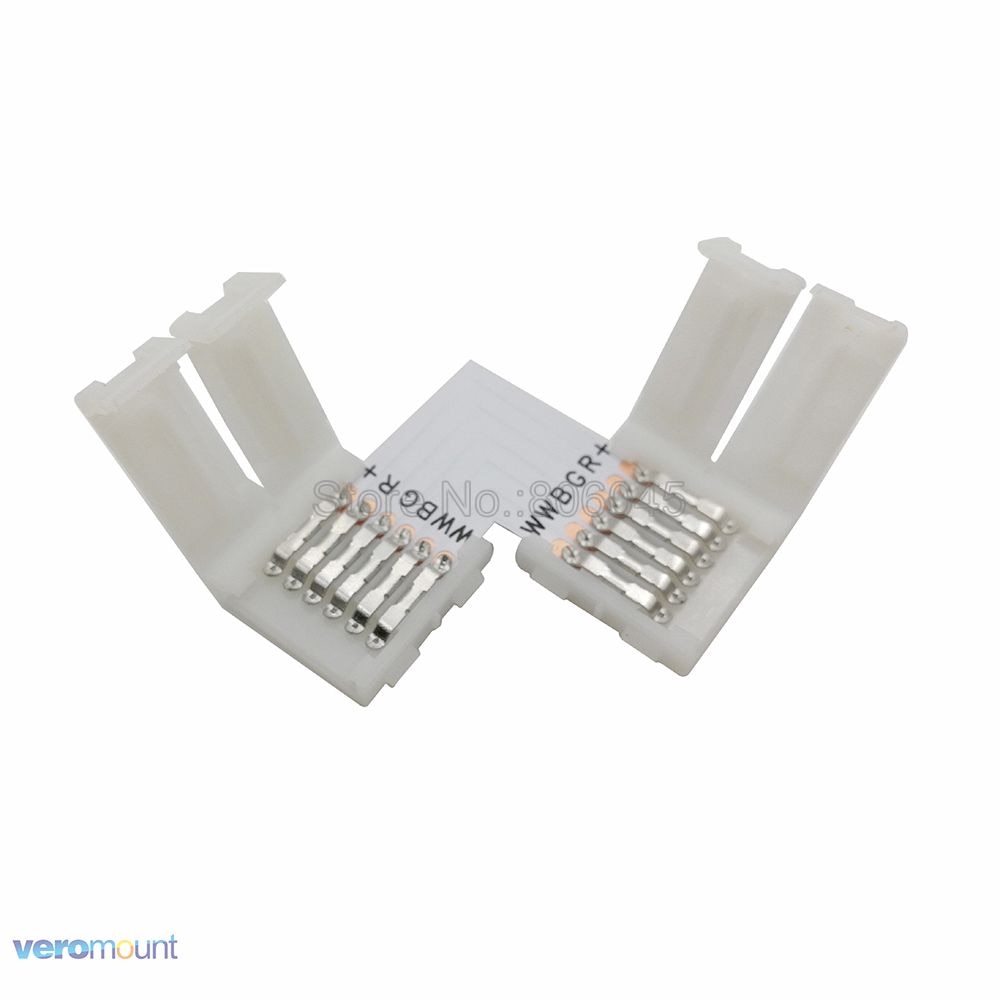 10pcs/lot 12mm 6PIN RGB+CCT L Type No Soldering Corner Connector for RGB CCT 5 in 1 LED Strip 6-PIN Connector LED Accessories