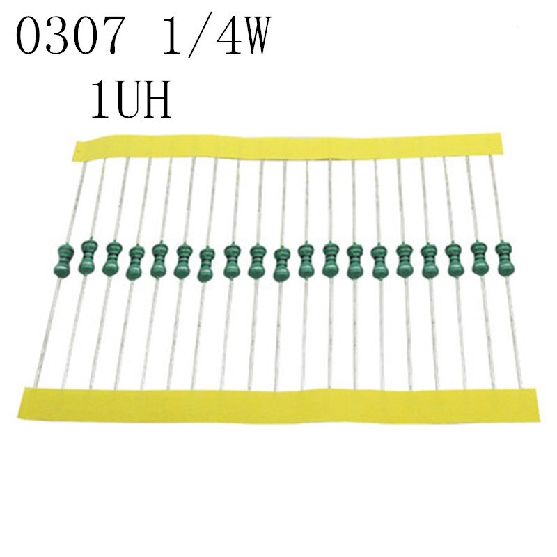 50pcs/lot 1/4W Chromatic ring inductor DIP 0307 1UH AL0307-1R0 0.25W inductance