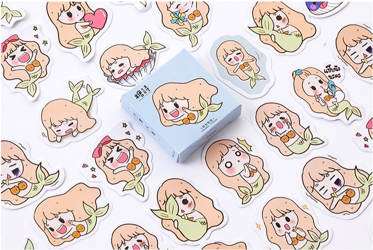 Happy fish decorative sticker(1pack=45pieces)