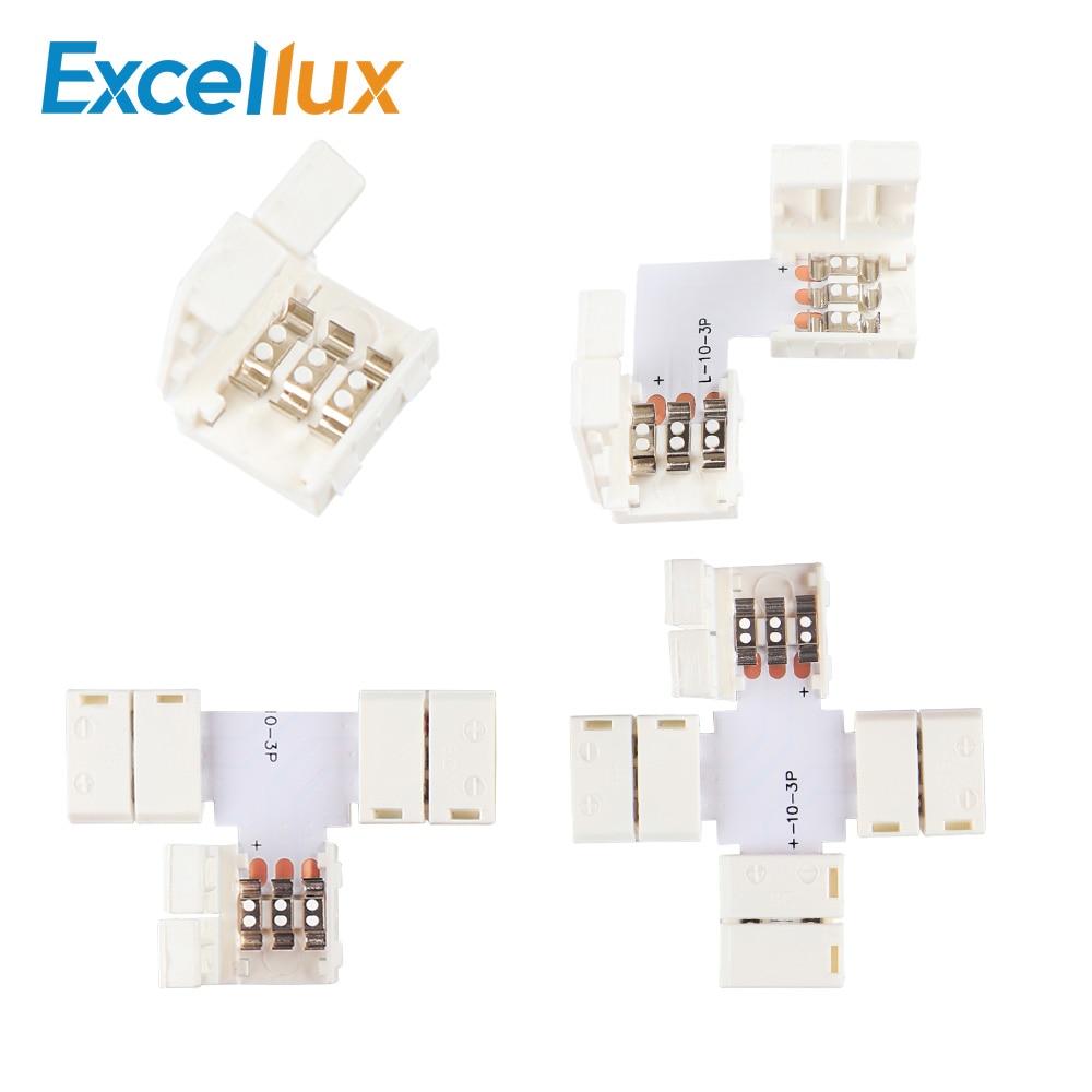 Free Soldering 3PIN WS2812B WS2811 LED Strip Connector For Connecting Corner Right Angle 10MM For ws2811 2812 Strip Light Tape