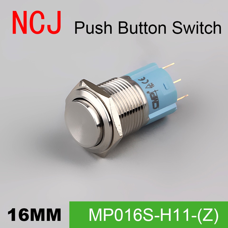 NCJ 16mm Metal Push Button Switch IP67 Maintained Alternate & Momentary push button switch copper 3A