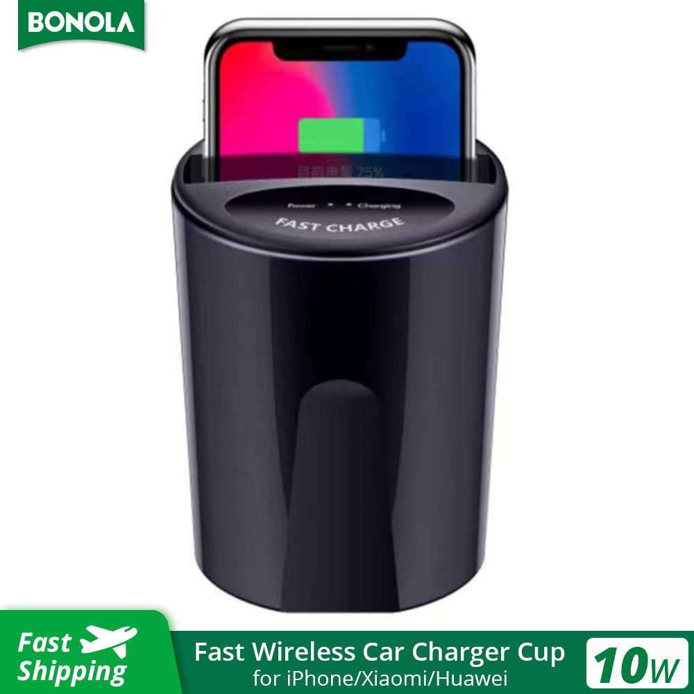 Bonola Fast Wireless Car Charger Cup for Samsung S21 S2Fe/Note10 Plus 10W Qi Wireless Charging Car Cup for iPhone/Xiaomi/Huawei