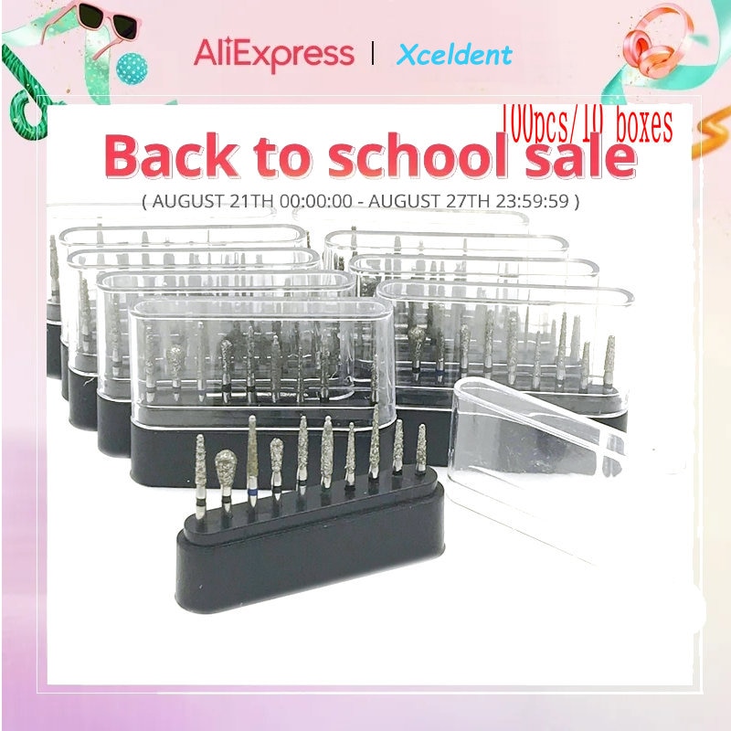 100pcs/10 Boxes FG 1.6mm Dental Burs High Speed Diamond Polishing Grinding Drill Grinder Rotary Tool Dental Polishers