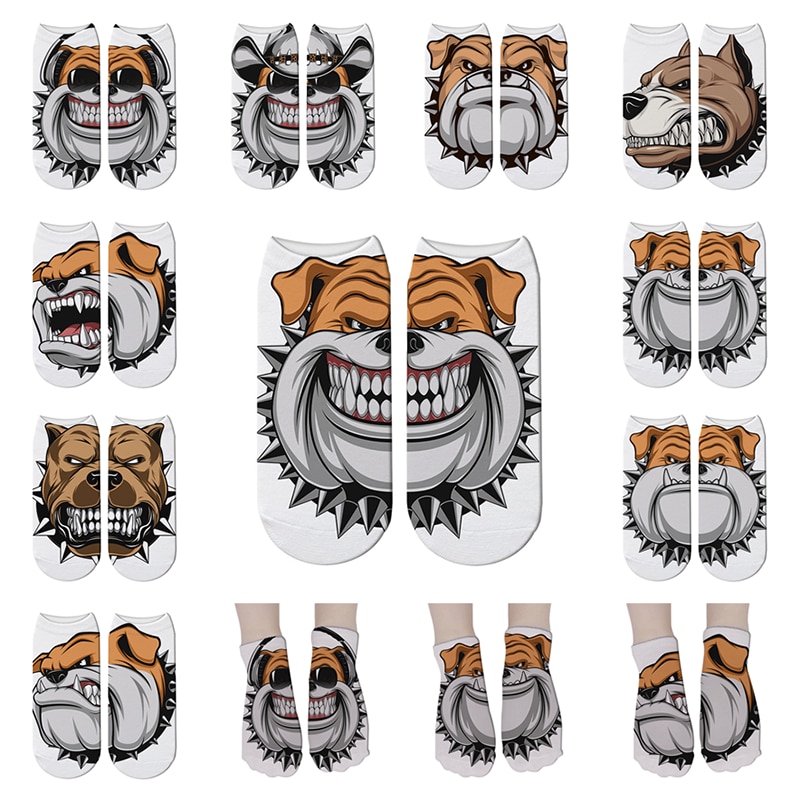 Fashion French Bulldog 3D Printed Cartoon Animal Sock Cute Funny Personalized Novelty Women Socks Comfortable Cotton Short Socks