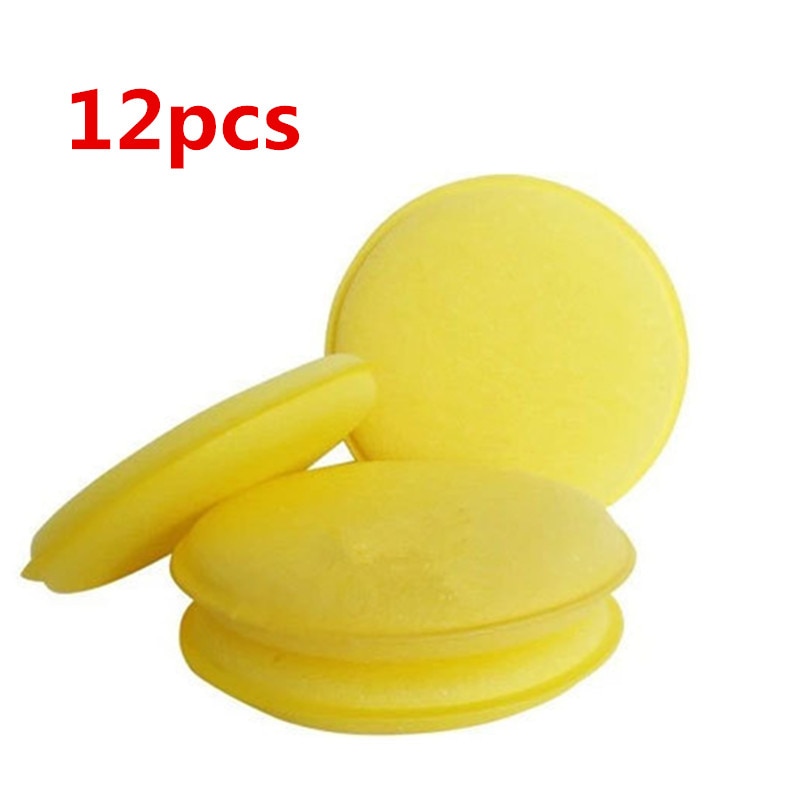 12pcs/Set Car Auto Wax Polish Foam Sponge Hand Soft Wax Yellow Sponge Pad Waxing Towel Sponge Brush Car Paint Care Cleaning