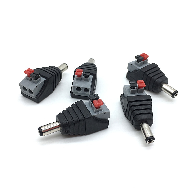 5pcs DC Male Connector 2.1*5.5mm DC Power Jack Adapter Plug Connector for 3528/5050/5730 Single Color Led Strip