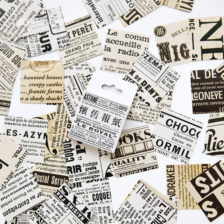 Creative Retro Newspaper Decorative Diy Diary Stickers Kawaii Planner Scrapbooking Sticky Stationery School Supplies