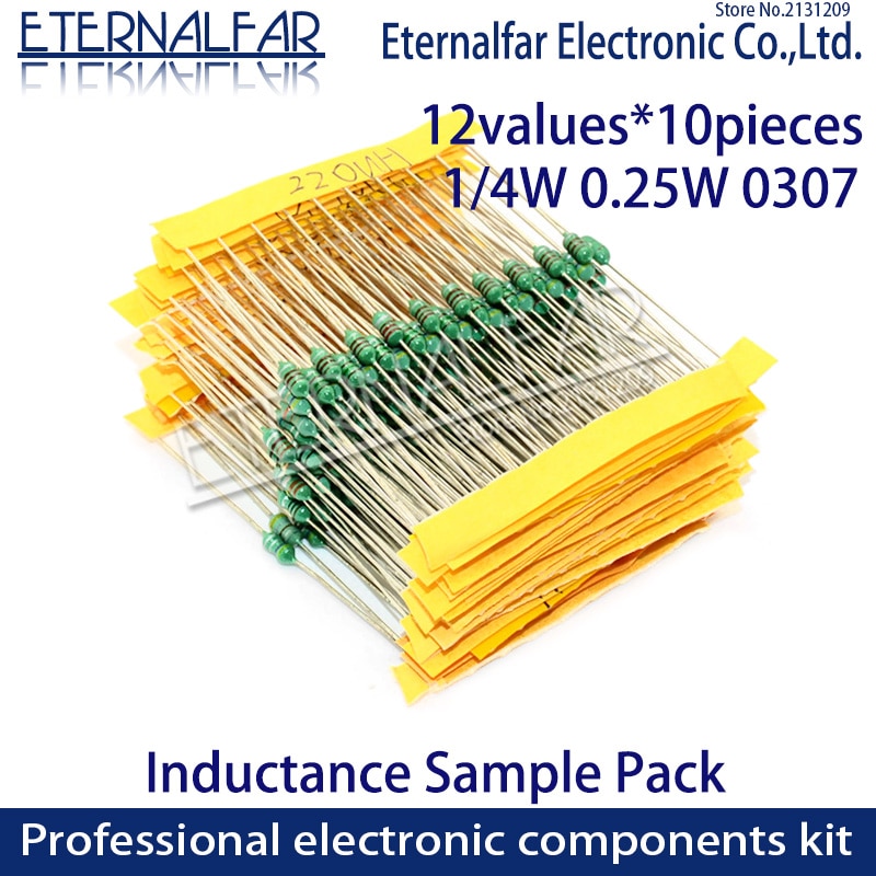 12values Color Ring Inductor Assortment 0307 1/4W 0.25W 0410 1/2W 0510 1W 1UH 10UH 100UH Inductors Inductors Assorted Set Kit
