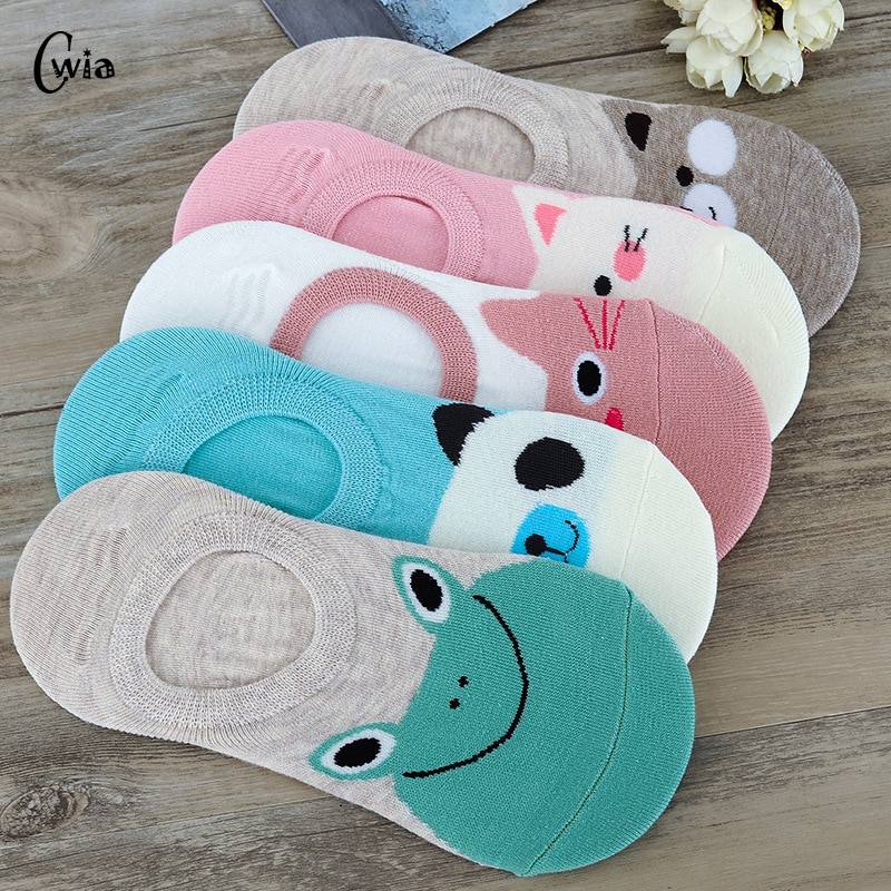Colorful animal Invisible Short Woman Sweat summer comfortable cotton girl women's boat socks ankle low female 1pair=2pcs X
