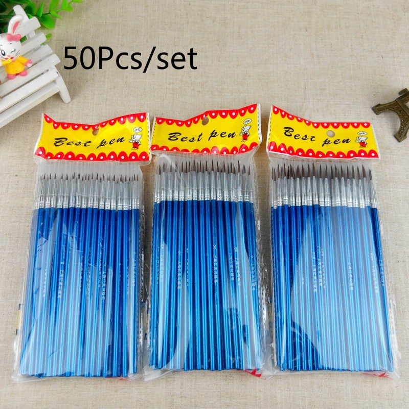 50Pcs/Set Fine Thin Hook Line Nylon Pen Paint Brush Drawing Art #0 #00 #000 Watercolor Art Supplies Painting