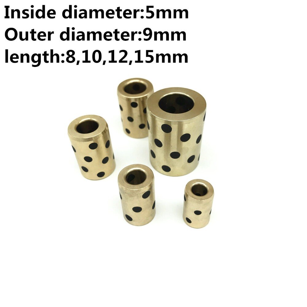 2pcs Inner diameter 5mm linear graphite copper set bearing copper bushing oil self-lubricating bearing JDB length 8 10 12 15mm