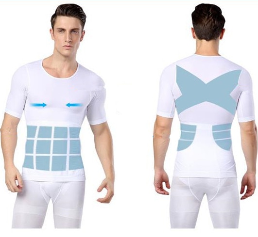 Mens Compression Shapewear Tshirt Body Shaper Chest Binder Shirt Slimming Waist Tummy Trimmer Shapers Men Slim Body Top