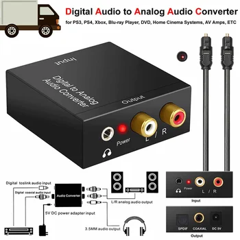 3.5mm Jack Digital To Analog Audio Converter Amplifier Decoder Optical Fiber Coaxial Signal To Analog RCA L/R Audio Adapter