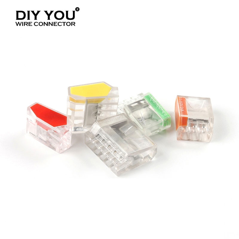 30/50/100Pcs 252/253/254/255 Fast Push-in Conductor Wiring Connector Terminal Block Compact Wire Connector 2/3/4/5Pin AWG18-12