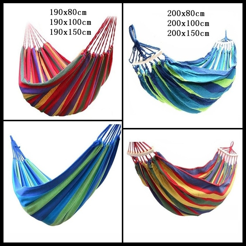Rainbow Outdoor Leisure Double Canvas Hammocks Ultralight Camping Hammock With Backpack Portable Outdoor Hammocks Brand New
