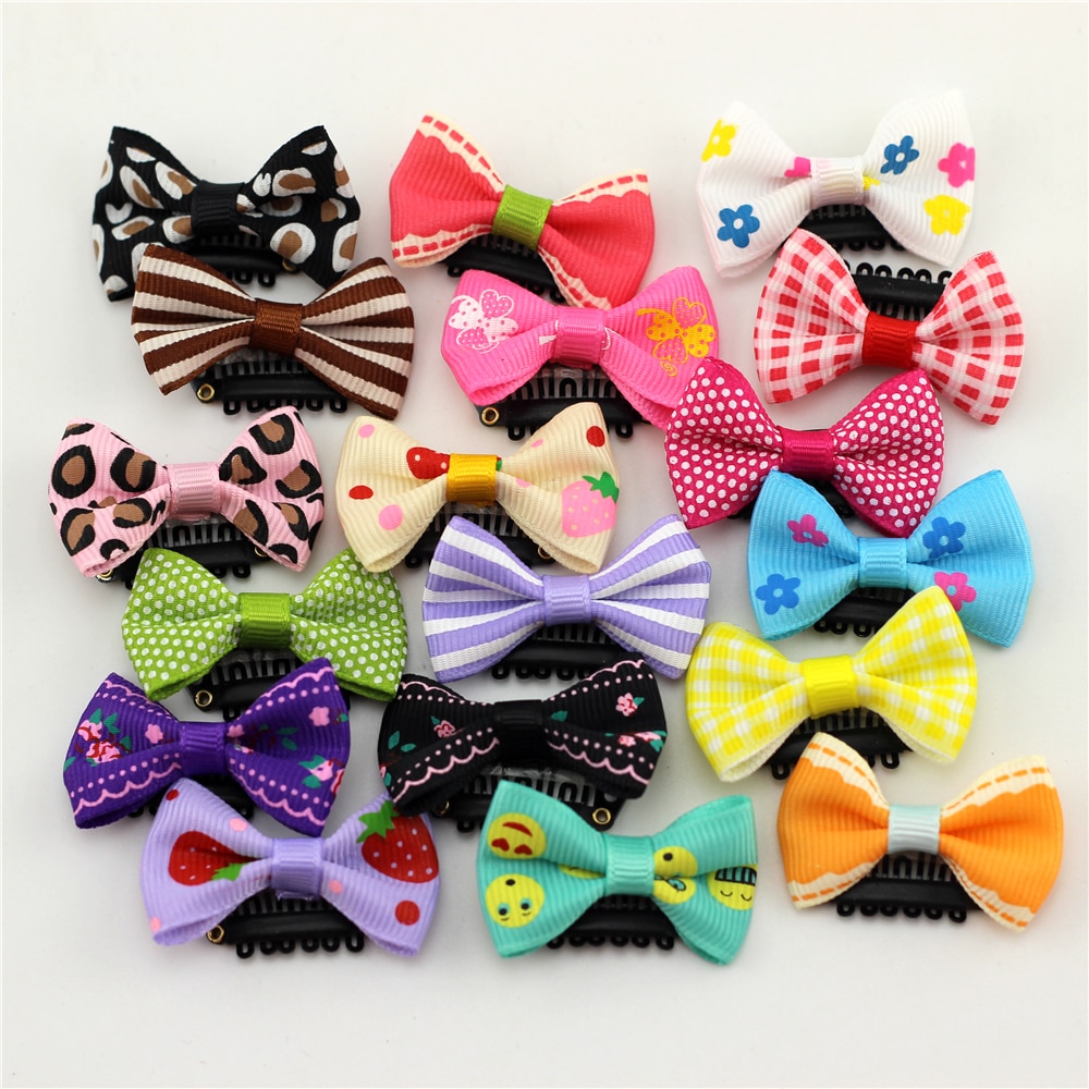 10pcs/lot Baby Mini Small Bow Hair Clips Solid Dot Bow Hairpin children Boutique Barrettes For baby Girls Hair Accessories