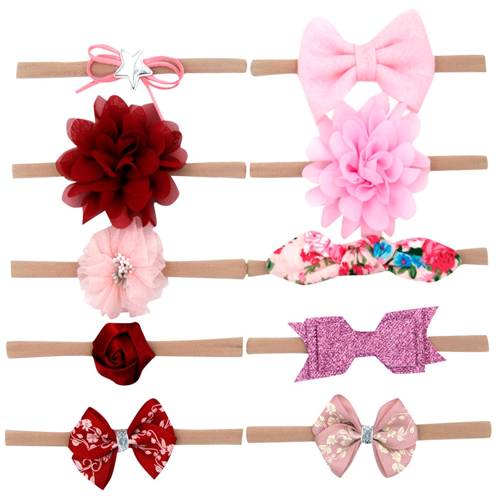 Yundfly 10Pack Kids Infant Baby Girls Headwear Cute Bow Knot Flower Hairband Toddler Girl Hair Accessories Set Cute Gift Set