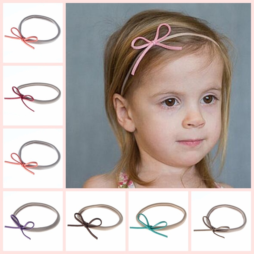 Yundfly 22 Colors Nylon Headband Kids Girls Elastic Hair Band Suede Solid Diy Bow Kids Hair Accessories Photography Props