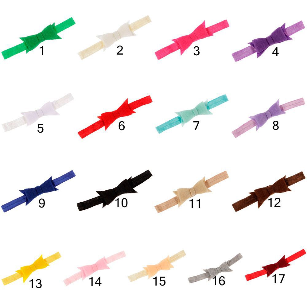 Yundfly 10pcs/lot Baby Girls Felt Bow Elastic Headband Kids Handmade Bow Tie Hair Bands Newborn Headwear Birthday Photo Props
