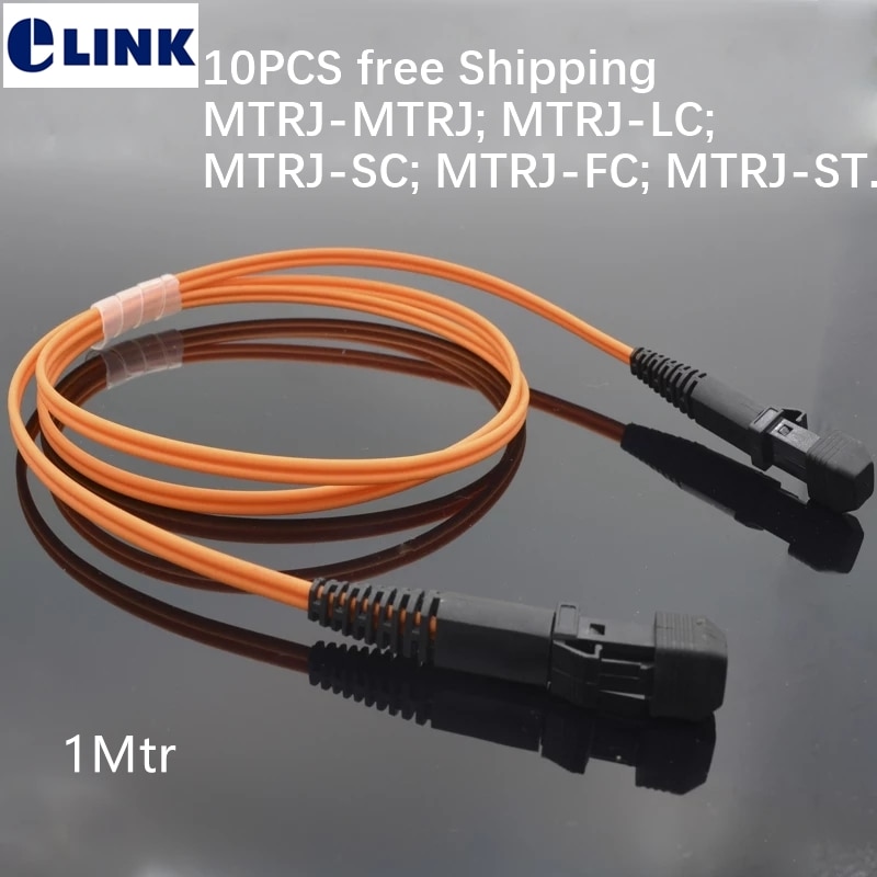 10PCS MTRJ 1M Patchcord MM MTRJ-LC MTRJ-FC MTRJ-SC MTRJ-ST fiber optic jumper 1mtr duplex 50/125 62.5/125um Free shipping ELINK