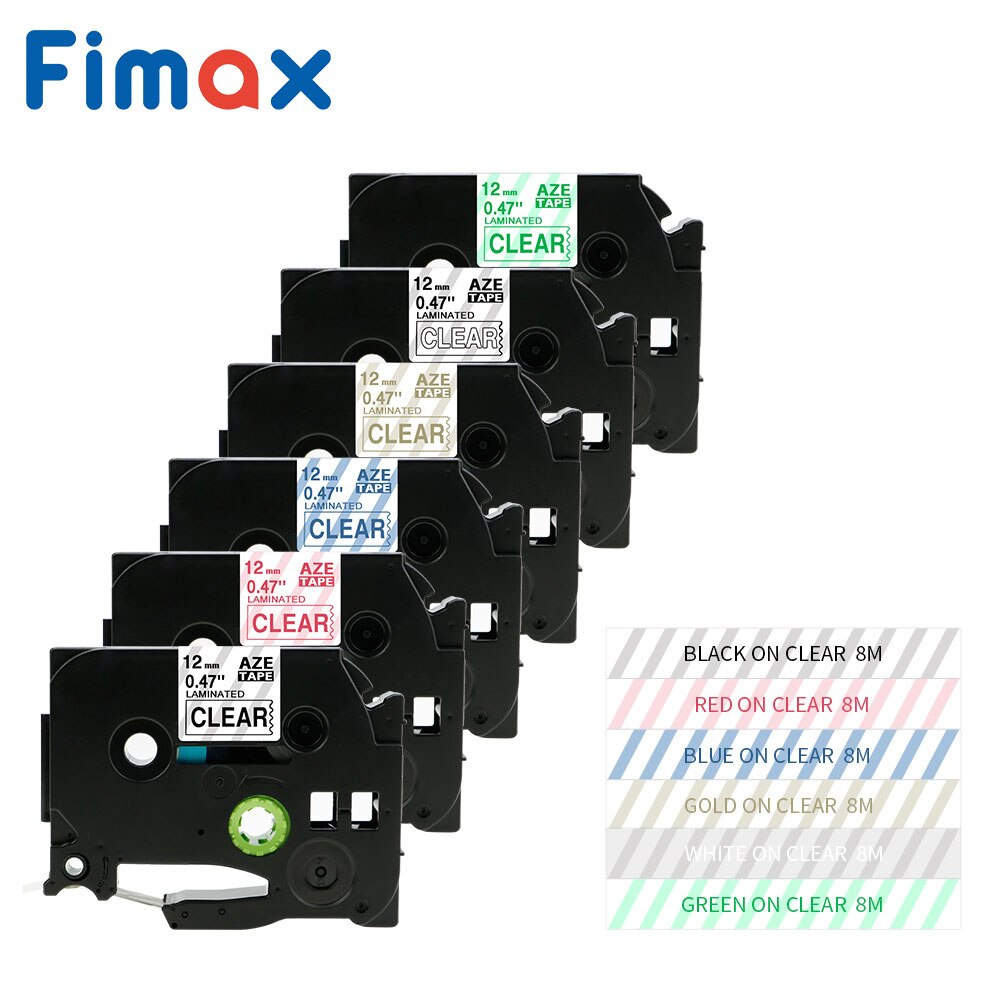 Fimax 6 Pcs Compatible for Brother TZe-131 Tze231 P-touch Label Maker TZe-132 TZe-133 TZe-134 TZe-135 TZe-136 12mm P touch Tze
