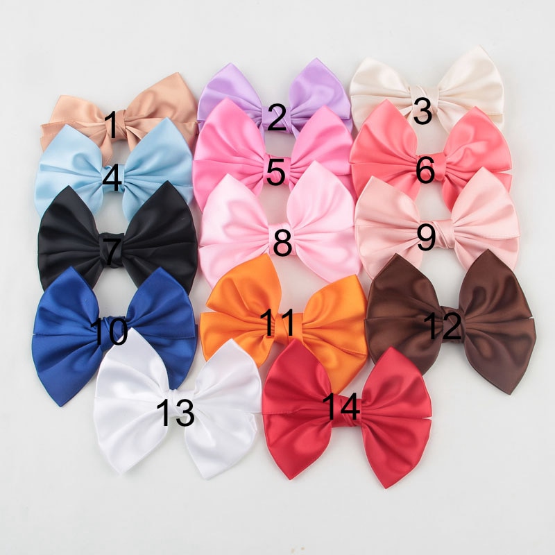 Yundfly 10pcs 4.2" Handmade Silk Hair Bow For Headband Hair Clips Soft Bowknot For Girls Women DIY Hair Accessories