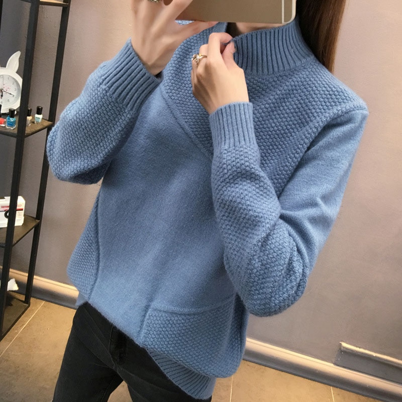 Turtleneck Women Sweater Ladies Casual Autumn Winter Knitted Sweater Femme Tops Soft Female Long Sleeve Pullovers Sweater