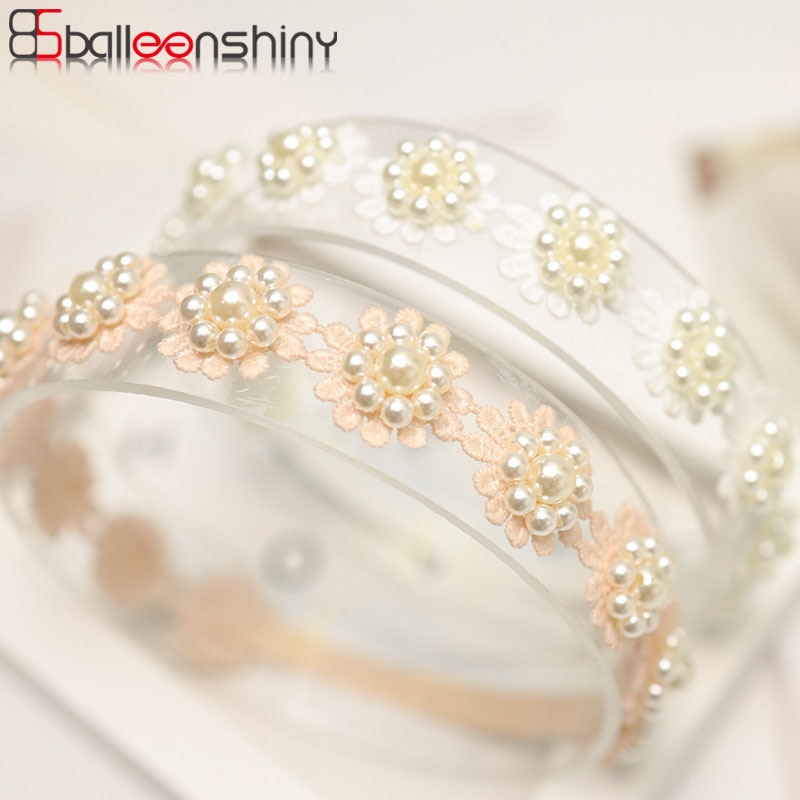 BalleenShiny Korean Children's Hair Accessories Infant Newborn Baby Hair Band Lace Pearl Full Moon Princess Birthday Headdr