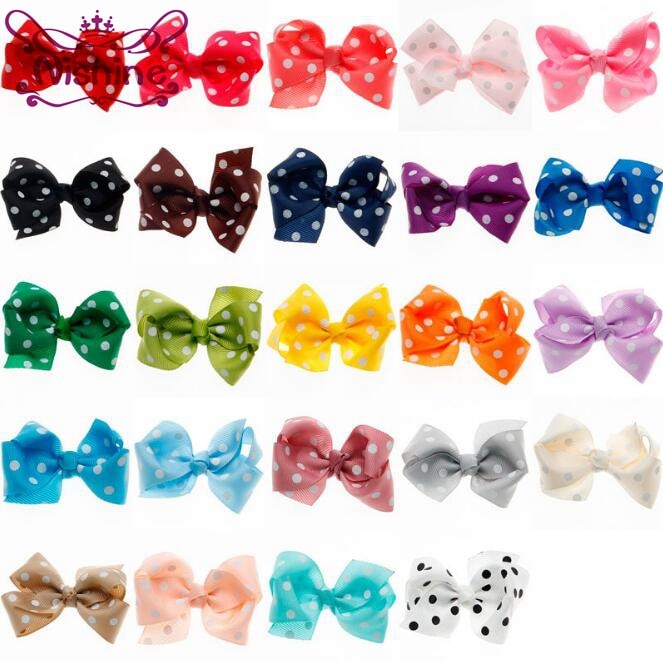 Yundfly 120pcs 3" Handmade Dot Ribbon Bows Hair Bow For Children Headband Hairpins Hair Accessories