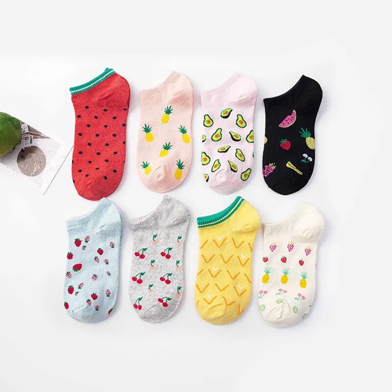 SP&CITY Cheap Cartoon Fruit Ankle Socks Women Cotton Colored Short Socks Female Casual Summer Thin Boat Socks Fashion Hipste