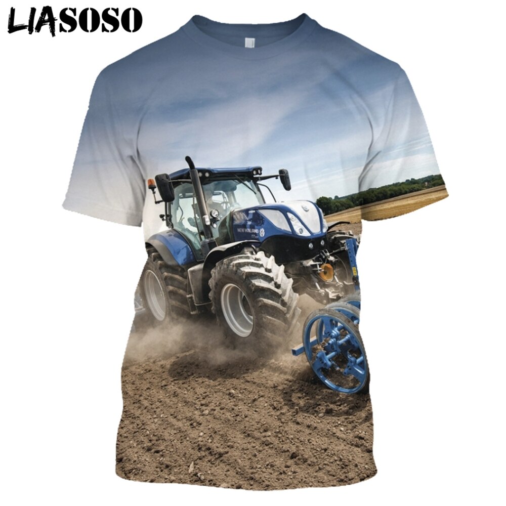 LIASOSO Men T-shirt 3D Print Tractor Hip-Hop Men/women Funny Anime Kids Car Top Streetwear T Shirt Harajuku Shirts Short Sleeve