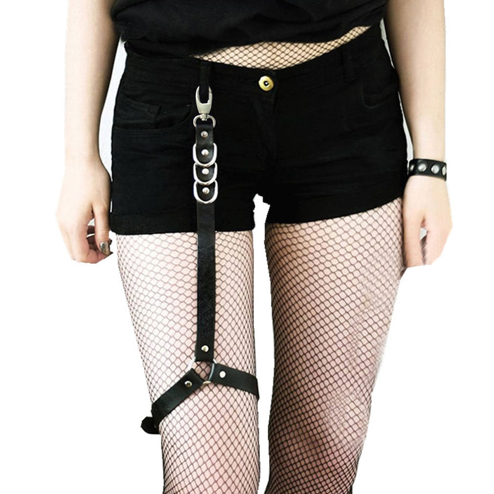 Harajuku Suspenders Garters Adjustable Leather Leg Harness Body Bondage For Women Outerwear Straps Lingerie Belts