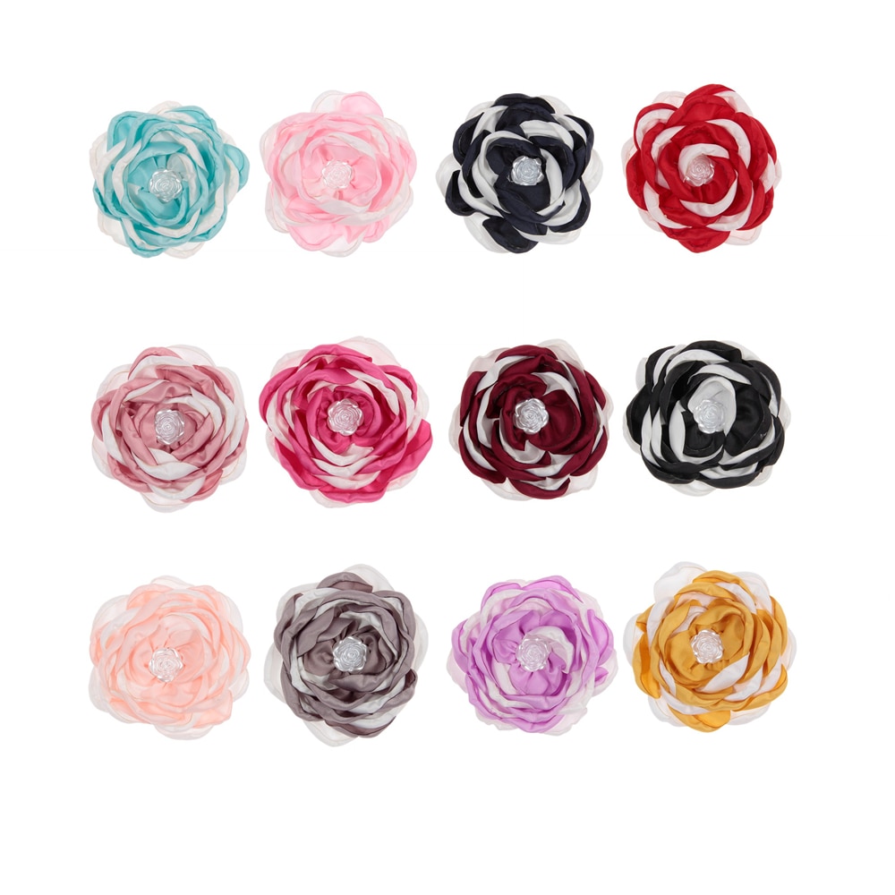 Yundfly 5pcs/lot 3.6" Two-tone Burning Flowers for Baby Women Headband Clips Pearl Rose Flower Diy Kids Girls Hair Accessor