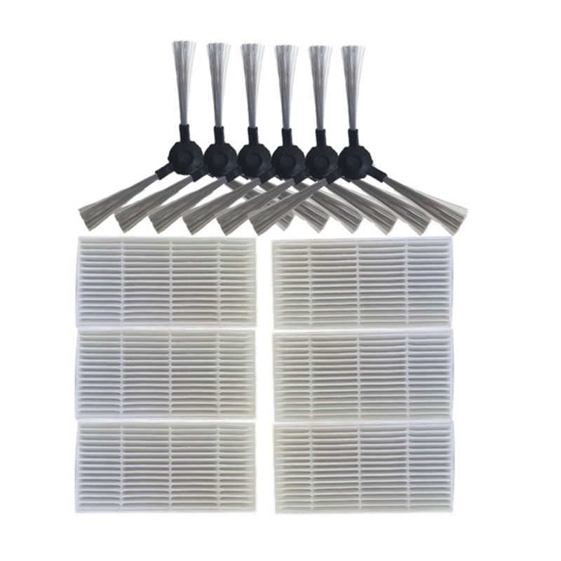 6* Hepa Filter + 6* Side Brush Set for Kitfort KT 516 KT-516 KT516 Robotic Vacuum Cleaner Parts Accessories Replacement