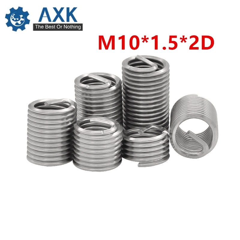 50Pcs M10*1.5*2D Screw Thread Insert A2 Stainless Steel 304 Fasteners Repair Tools Kit Coiled Wire Helical Screw Sleeve Set