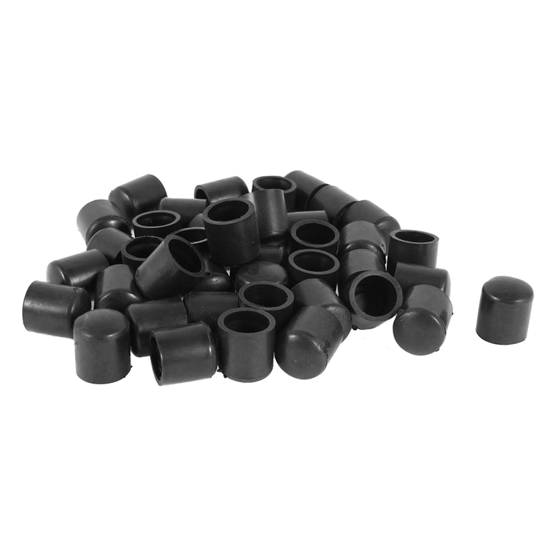 Rubber Caps 40-Piece Black Rubber Tube Ends 10mm Round