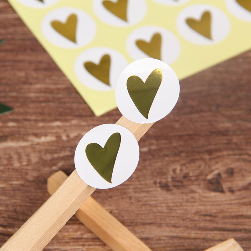160pcs Gold Heart Gift Seal Label Clear Round Adhesive Seal Sticker For Baking,Small Business Package Envelope Seals Gift Wraps