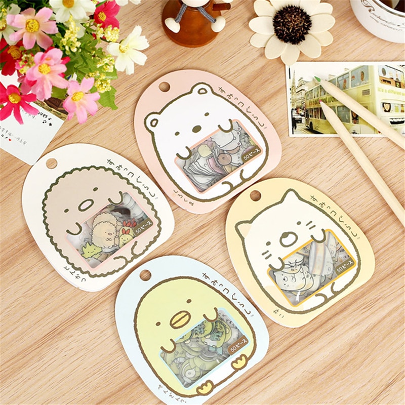 50Pcs/lot Diy Cute Cartoon Kawaii Pvc Stickers Lovely Cat Bear Sticker For Diary Decoration