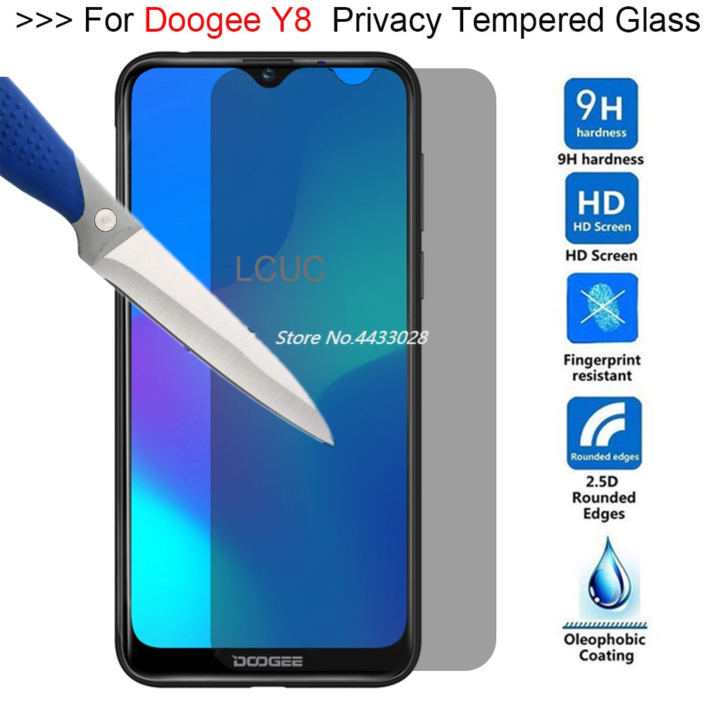 9H 2.5D Anti Peening Tempered Glass for Doogee Y8 Privacy Screen Protector for Doogee Y8 Anti Glare Protective Film Glass