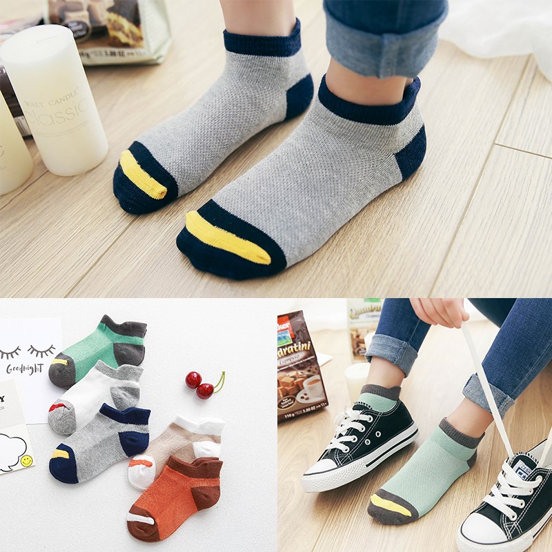10Pcs/lot Spring Summer children's socks Mesh Cotton Socks for a boy Striped Solid socks for children Girls Kids Sport Sock