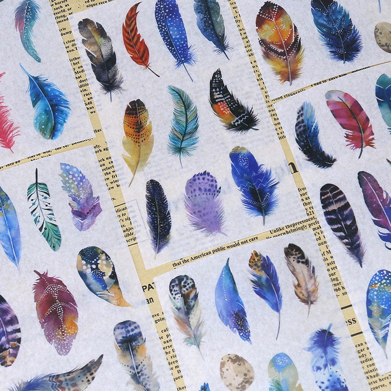 6 pcs/lot Cute Dream Feather Decorative Stickers Scrapbooking Stick Label Diary Stationery Album Kawaii Sticker