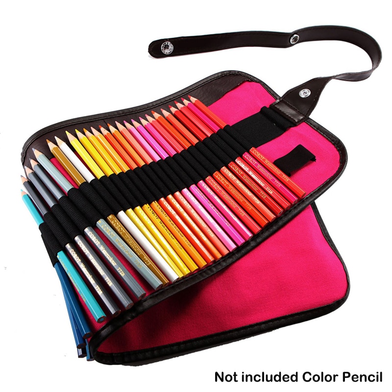 48 Holes Canvas Roll Pouch Makeup Comestic Brush Pen Storage Pecncil Box School Pencil Case Material Escolar Art Supplies