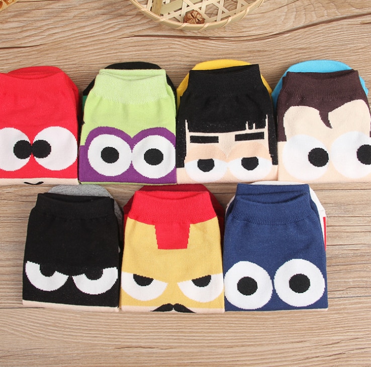 10pairs/lot New men's socks cartoon men's boat socks spring and autumn breathable cotton socks men's foreign trad