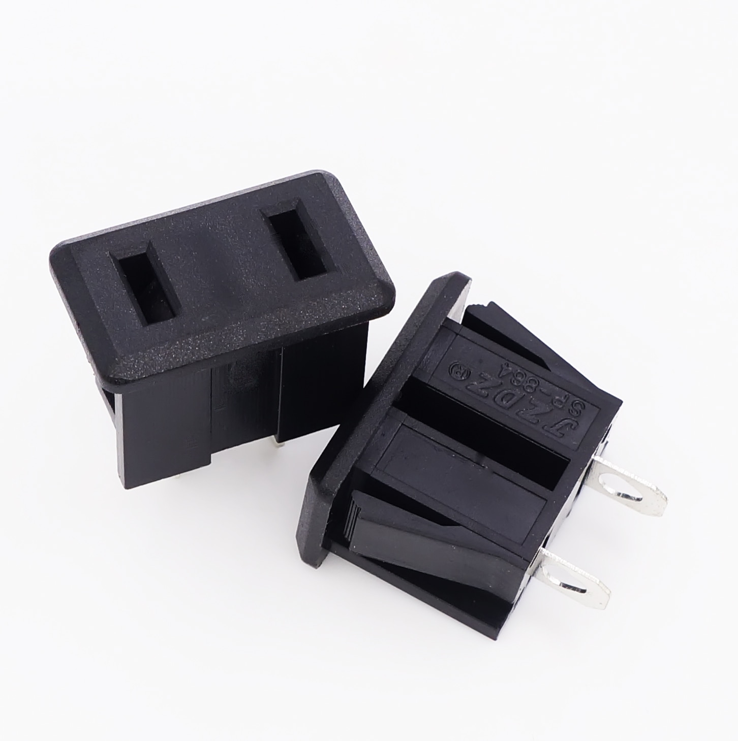 5pcs SP-864 AC 10A/250V 15A/125V US Plug Panel Mount US Outlet Power Socket 2pin Black