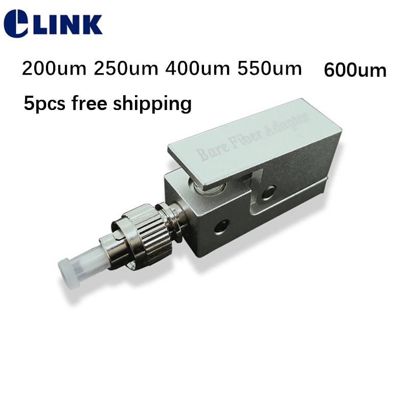 5pcs FC bare fiber optic adapter square silver metal FC UPC bare optical fibre coupler 200um 250um 400um 550 600um free shipping