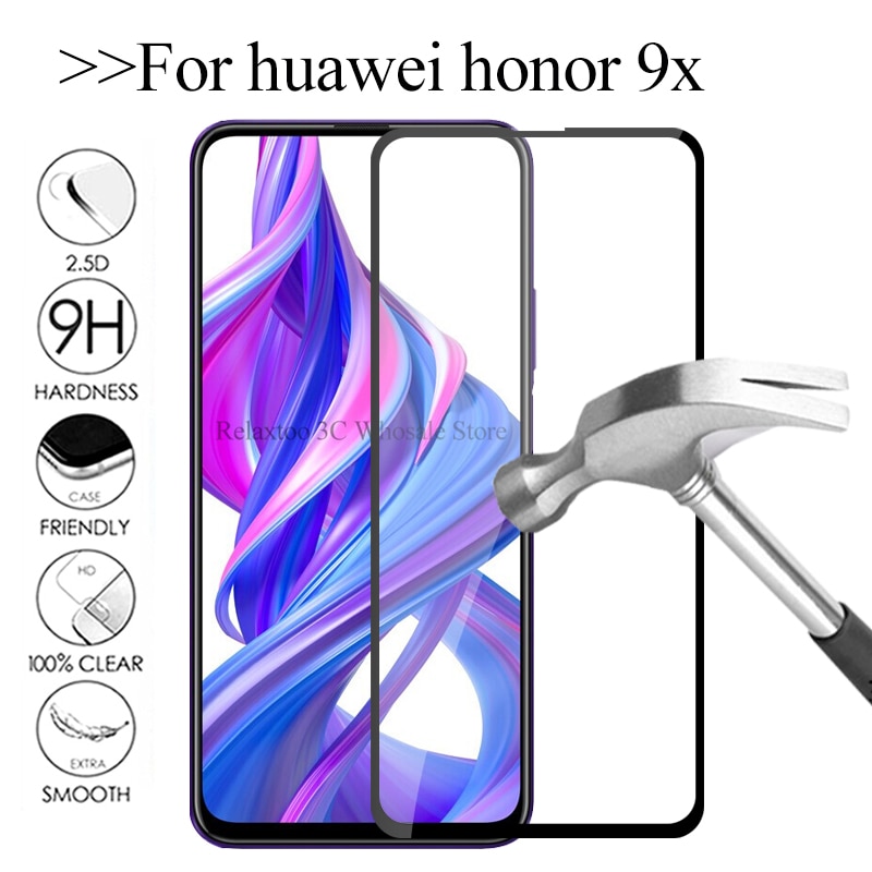 3D Full cover tempered glass For huawei honor 9x screen protector on honor 9x hono honar 9 x x9 honor9x safety protective Film